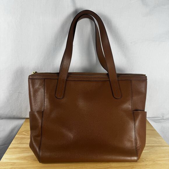 Fossil Mimi Brown Pebble Leather Shopper Tote Handbag Purse Shoulder Bag - Picture 1 of 16